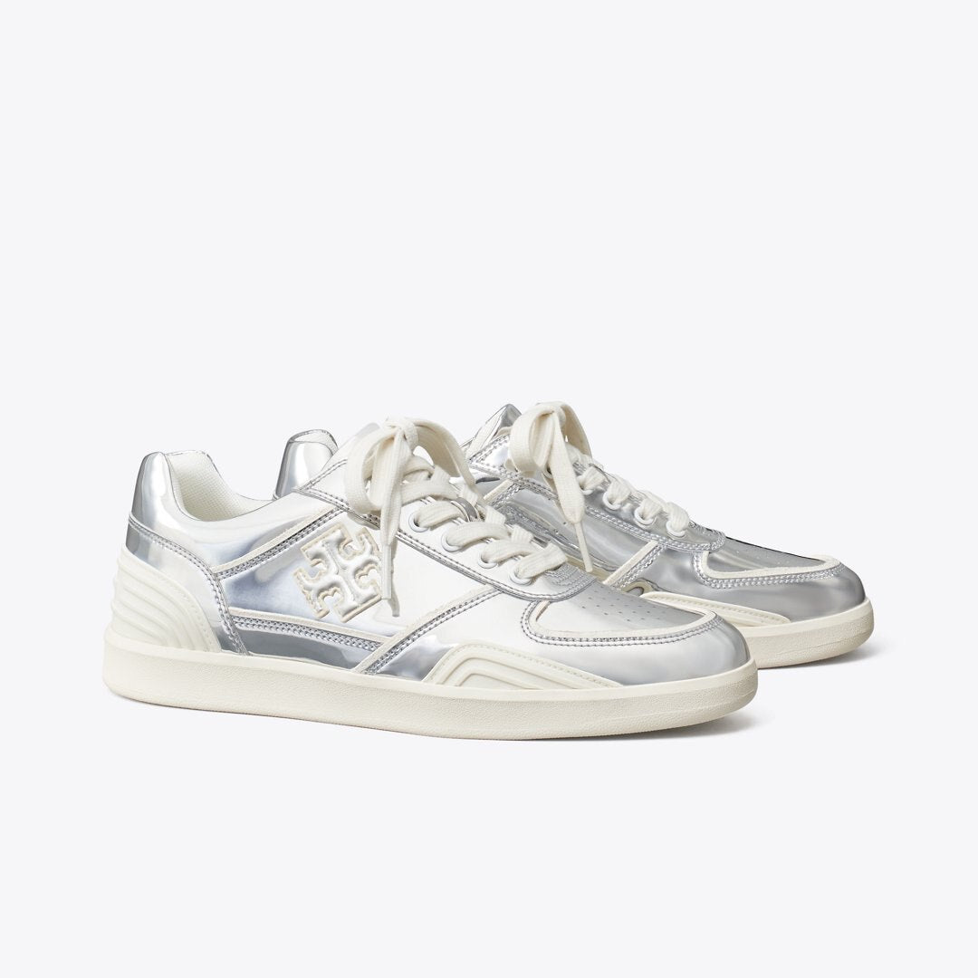 Tory Burch Clover Court Sneaker ARGENTO / 0YSTER MUSHROOM