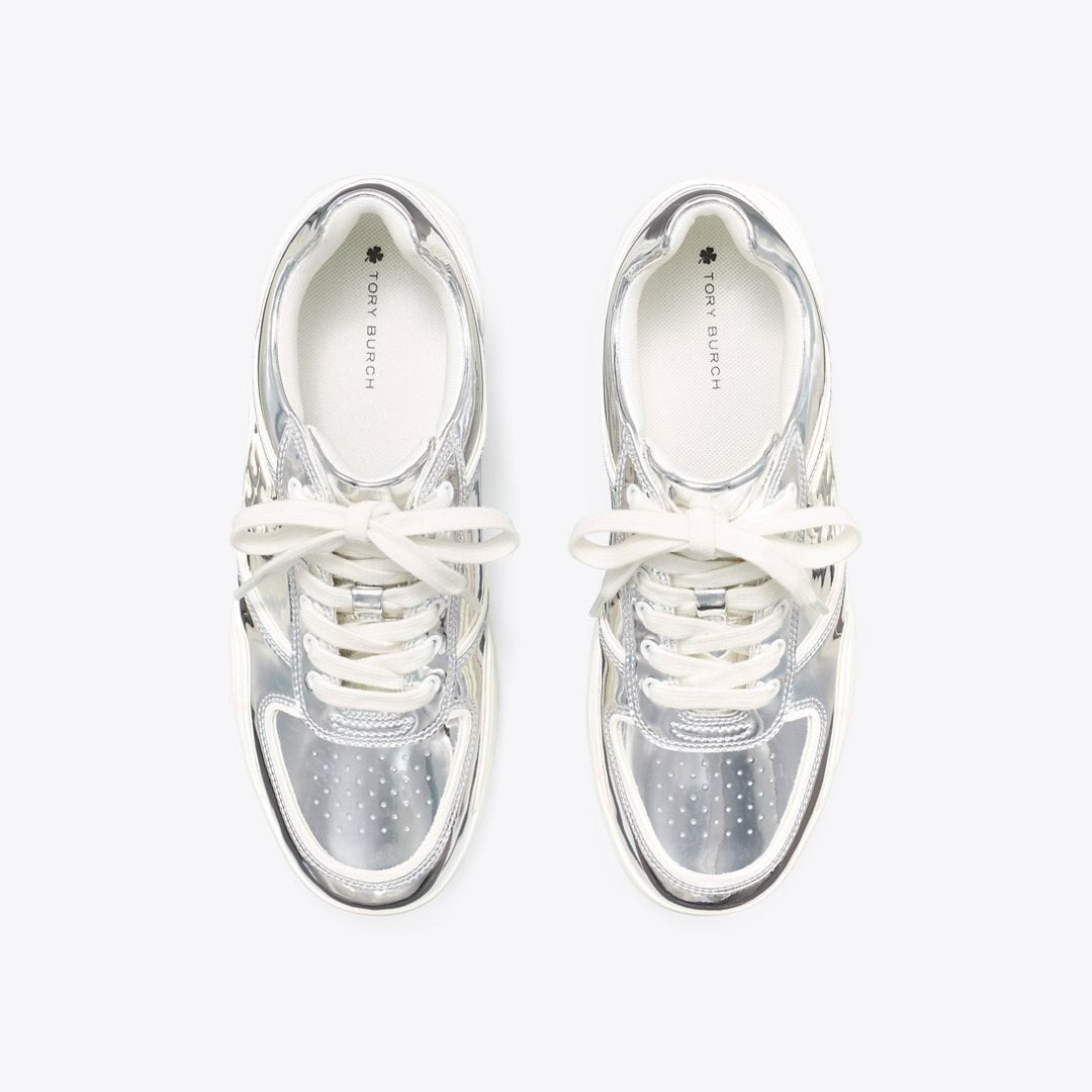 Tory Burch Clover Court Sneaker ARGENTO / 0YSTER MUSHROOM