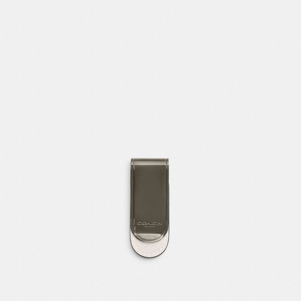 Coach Money Clip Gunmetal Chalk