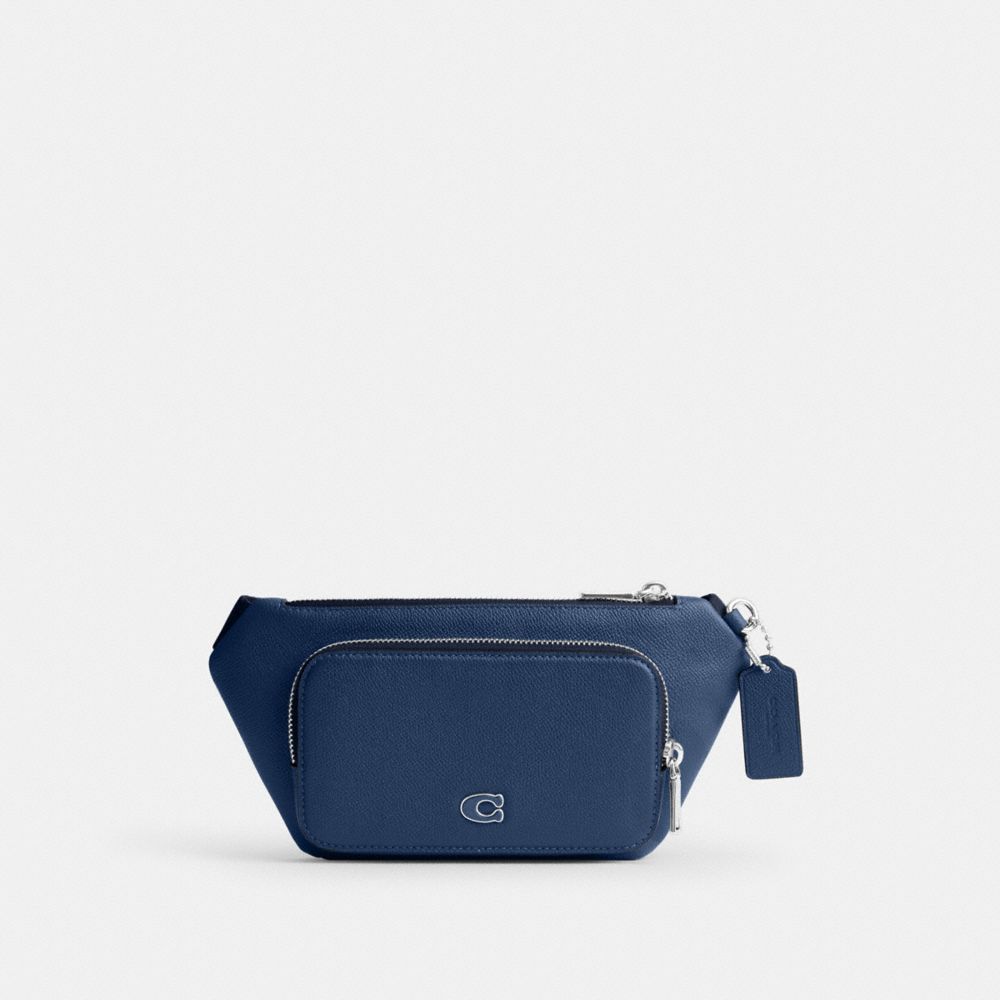 Coach Belt Bag With Signature Canvas Interior Detail Deep Blue