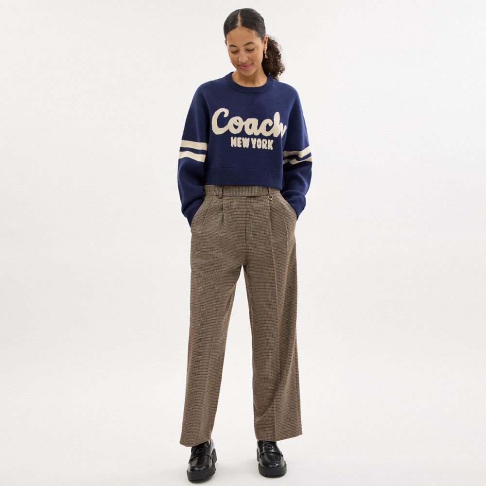 Coach Cropped Coach Sweater Navy