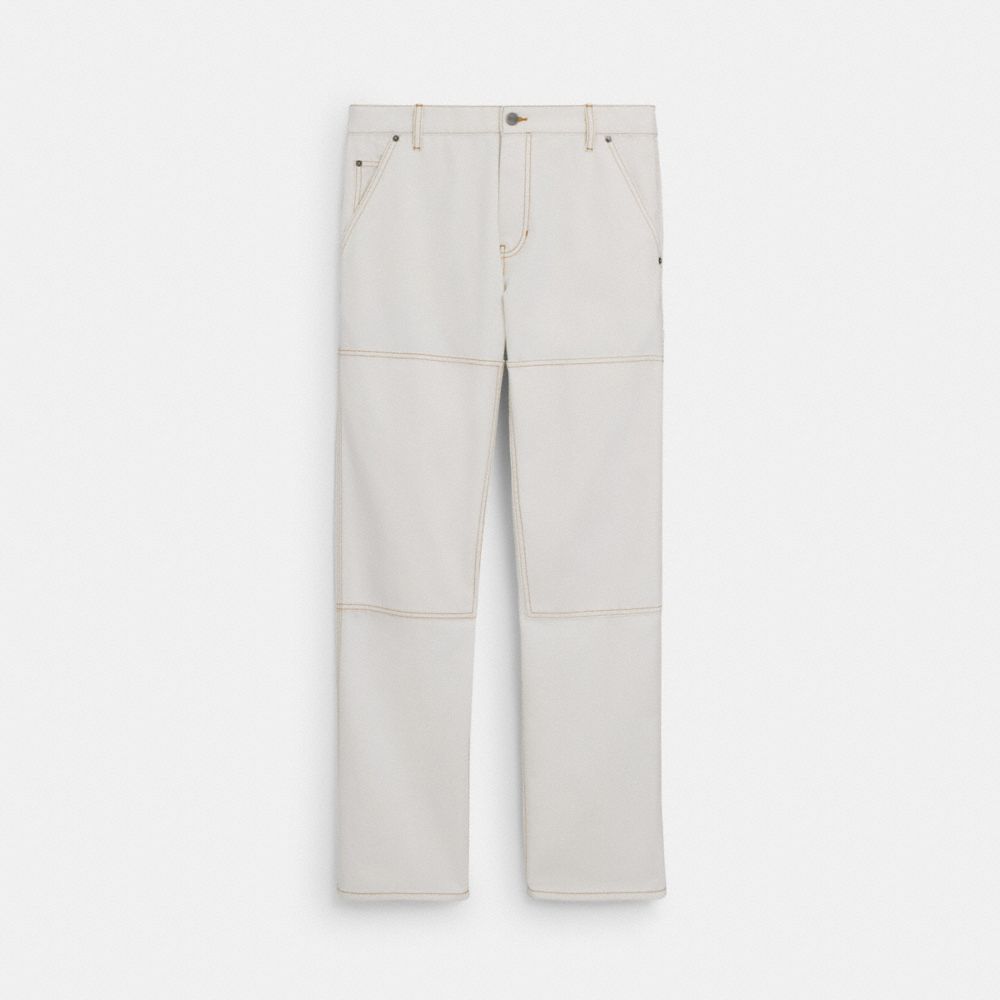 Coach Relaxed Straight Fit Twill Carpenter Pants In Organic Cotton And Recycled Polyester Off White