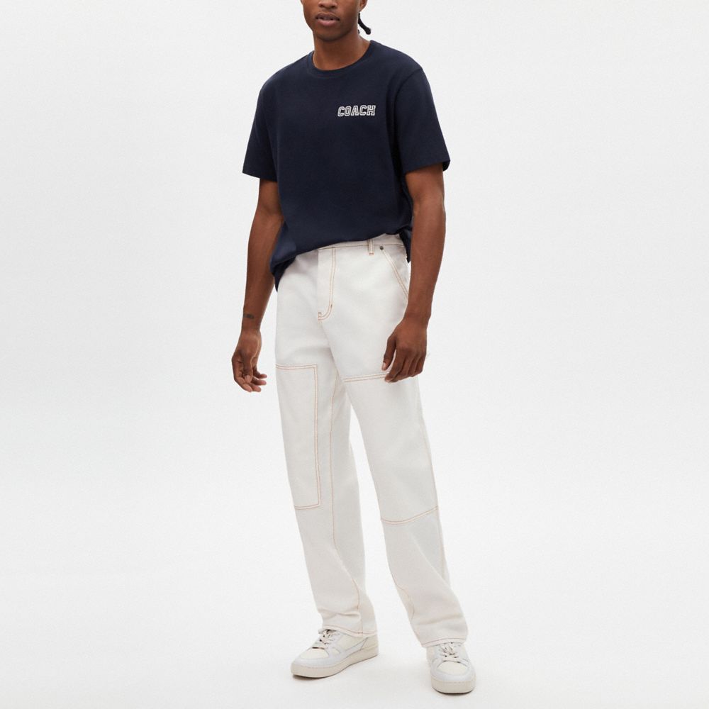 Coach Relaxed Straight Fit Twill Carpenter Pants In Organic Cotton And Recycled Polyester Off White