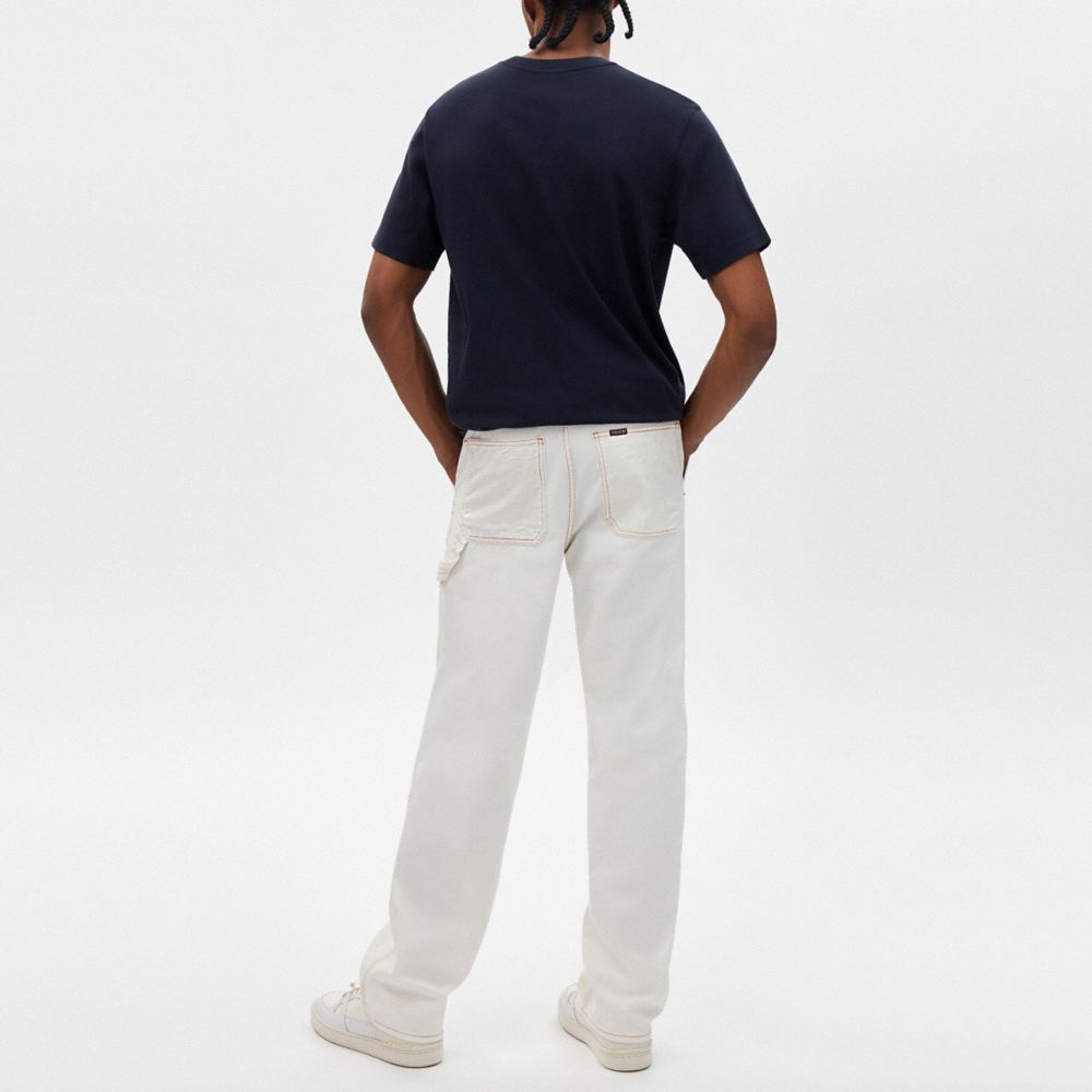 Coach Relaxed Straight Fit Twill Carpenter Pants In Organic Cotton And Recycled Polyester Off White