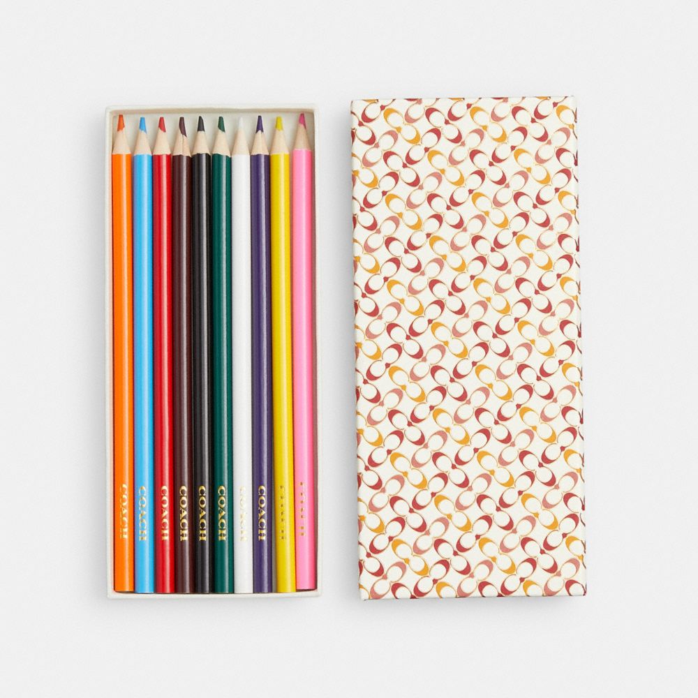 Coach Signature Pencil Set Hazelnut Sport Red Multi