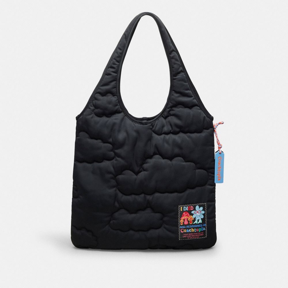 Coach Coachtopia Loop Flat Tote With Cloud Quilting Black