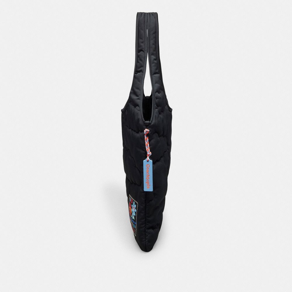 Coach Coachtopia Loop Flat Tote With Cloud Quilting Black