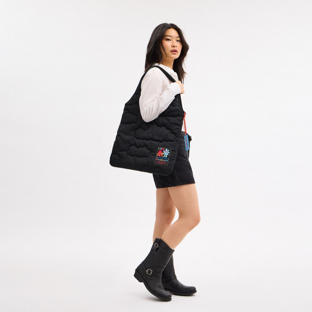 Coach Coachtopia Loop Flat Tote With Cloud Quilting Black