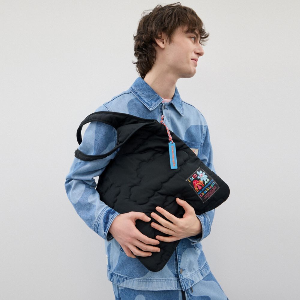 Coach Coachtopia Loop Flat Tote With Cloud Quilting Black