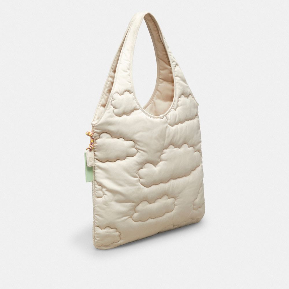 Coach Coachtopia Loop Flat Tote With Cloud Quilting Cloud