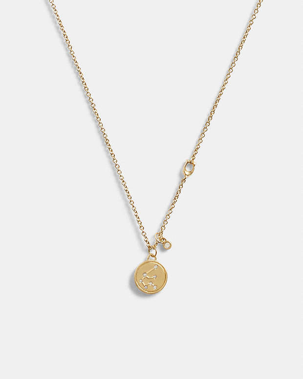 Aquarius Coin Pendant Necklace Gold Gold