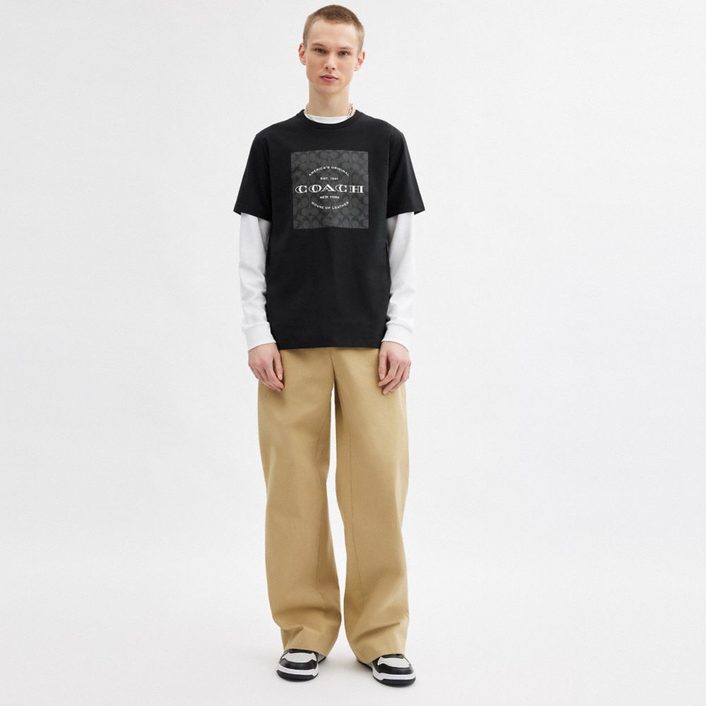 Coach Signature Square T Shirt In Organic Cotton Black