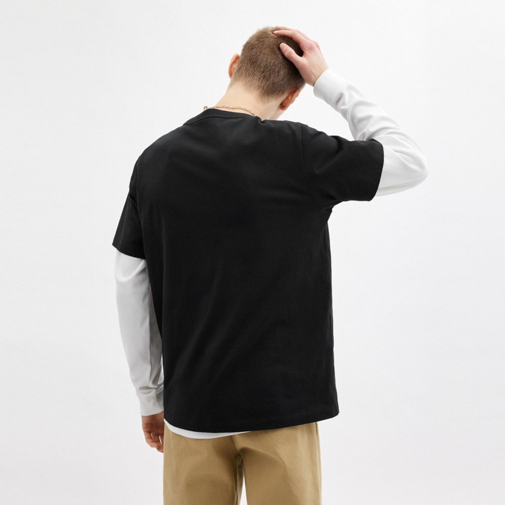 Coach Signature Square T Shirt In Organic Cotton Black