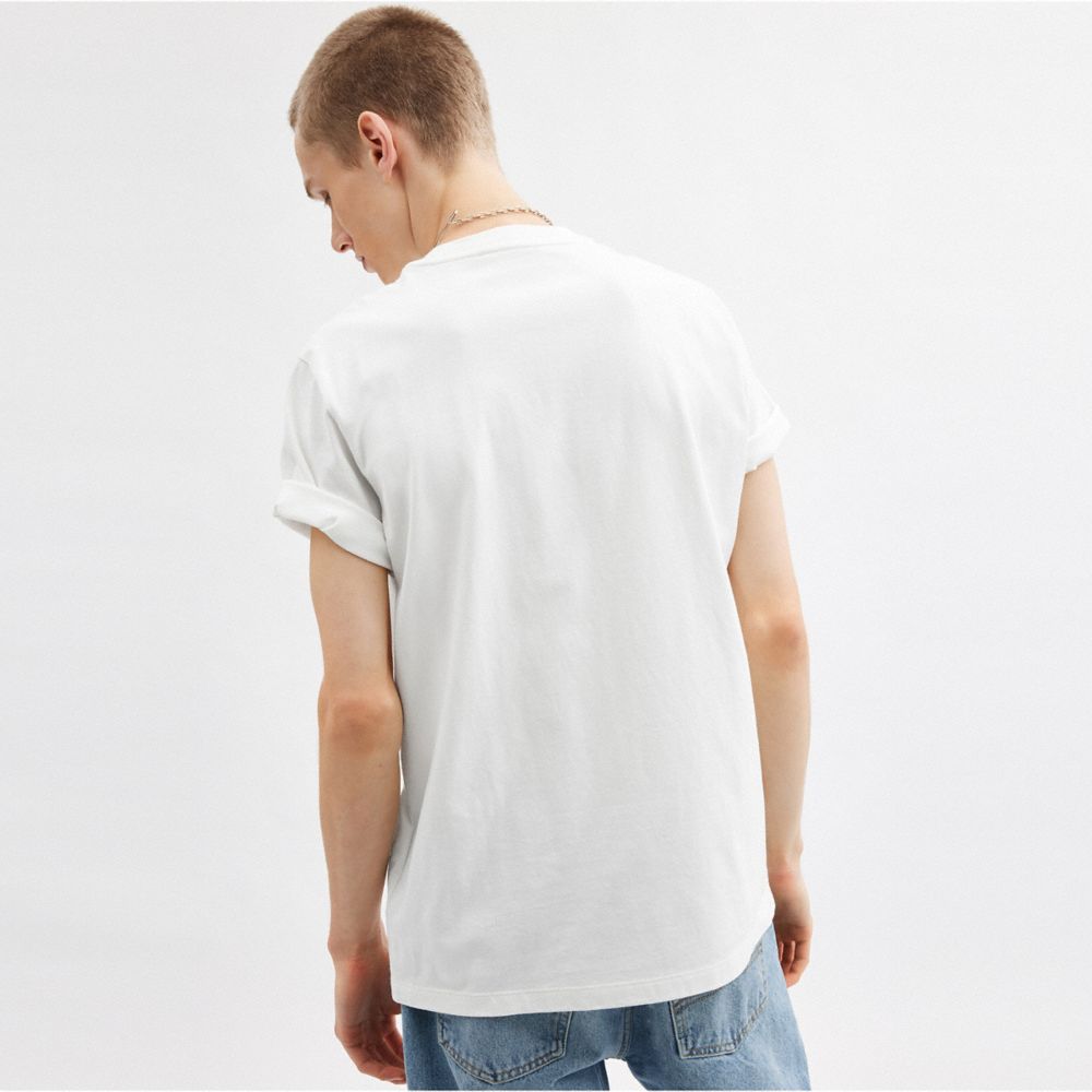 Coach Signature Square T Shirt In Organic Cotton White