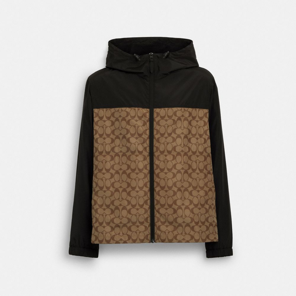 Coach Signature Full Zip Windbreaker Khaki Signature