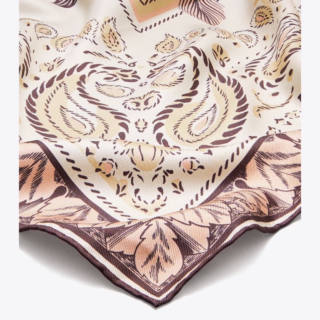 Tory Burch Cockatoo Bandana Silk Square Scarf Pink Cockatoo
