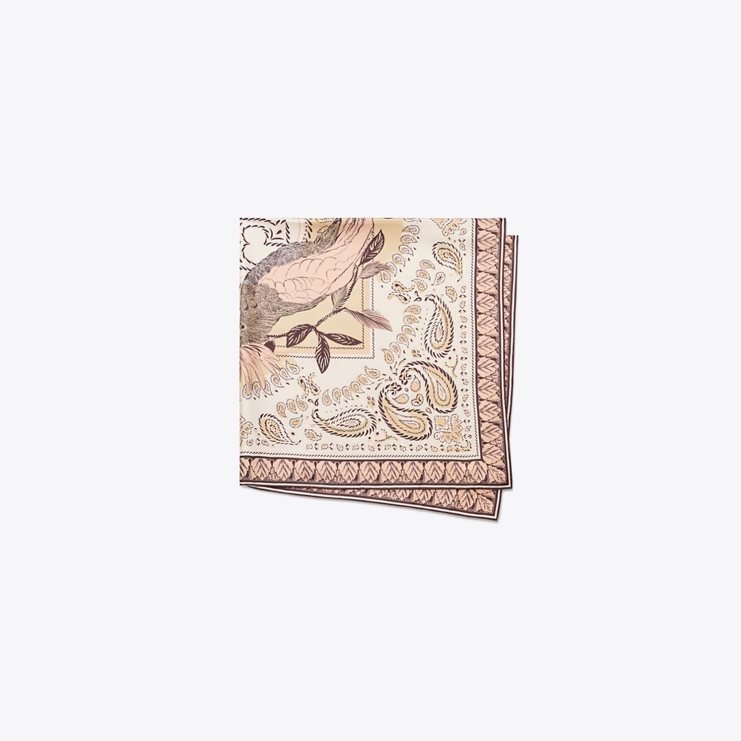 Tory Burch Cockatoo Bandana Silk Square Scarf Pink Cockatoo