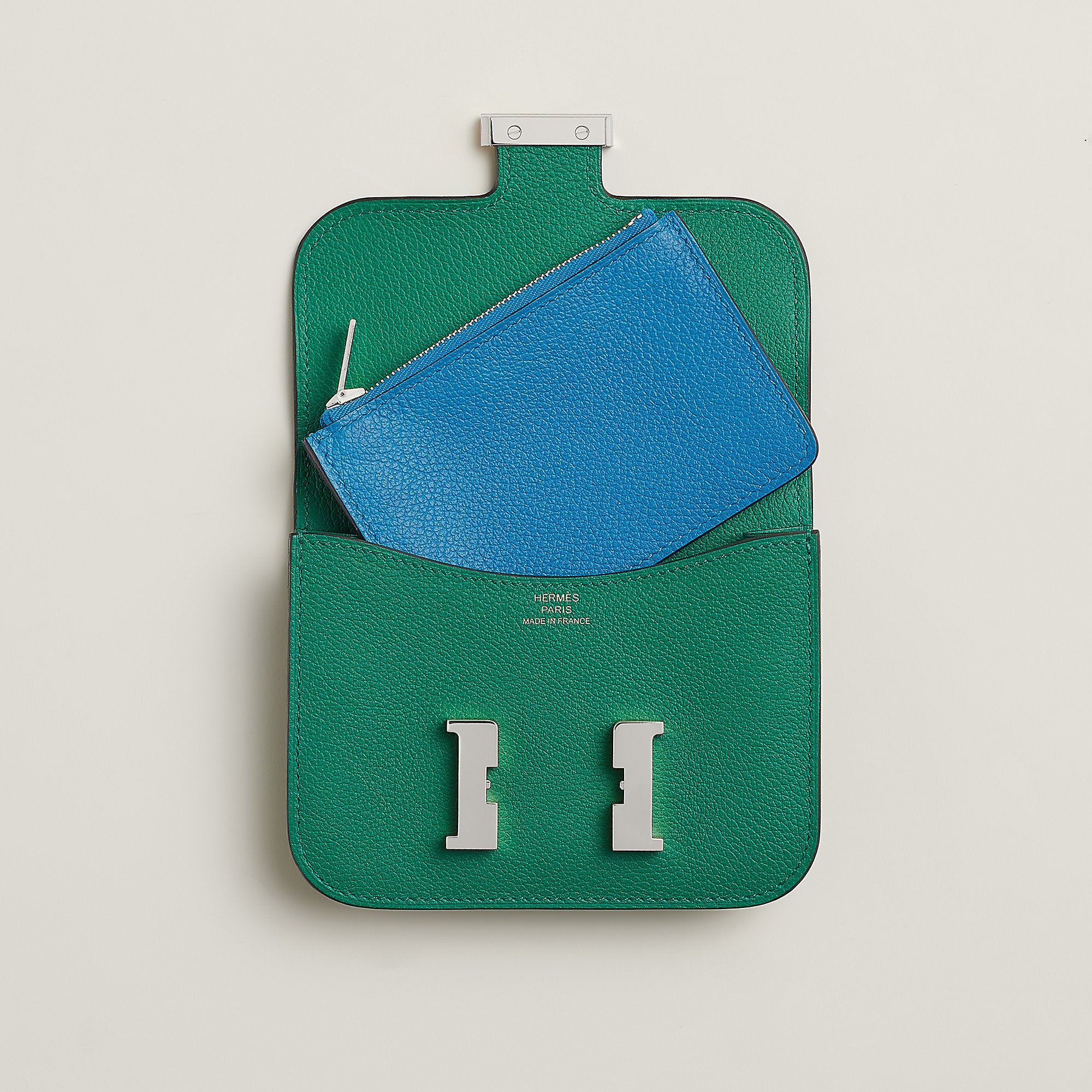 Hermes Constance Slim Bi Wallet Bleu Saphir
