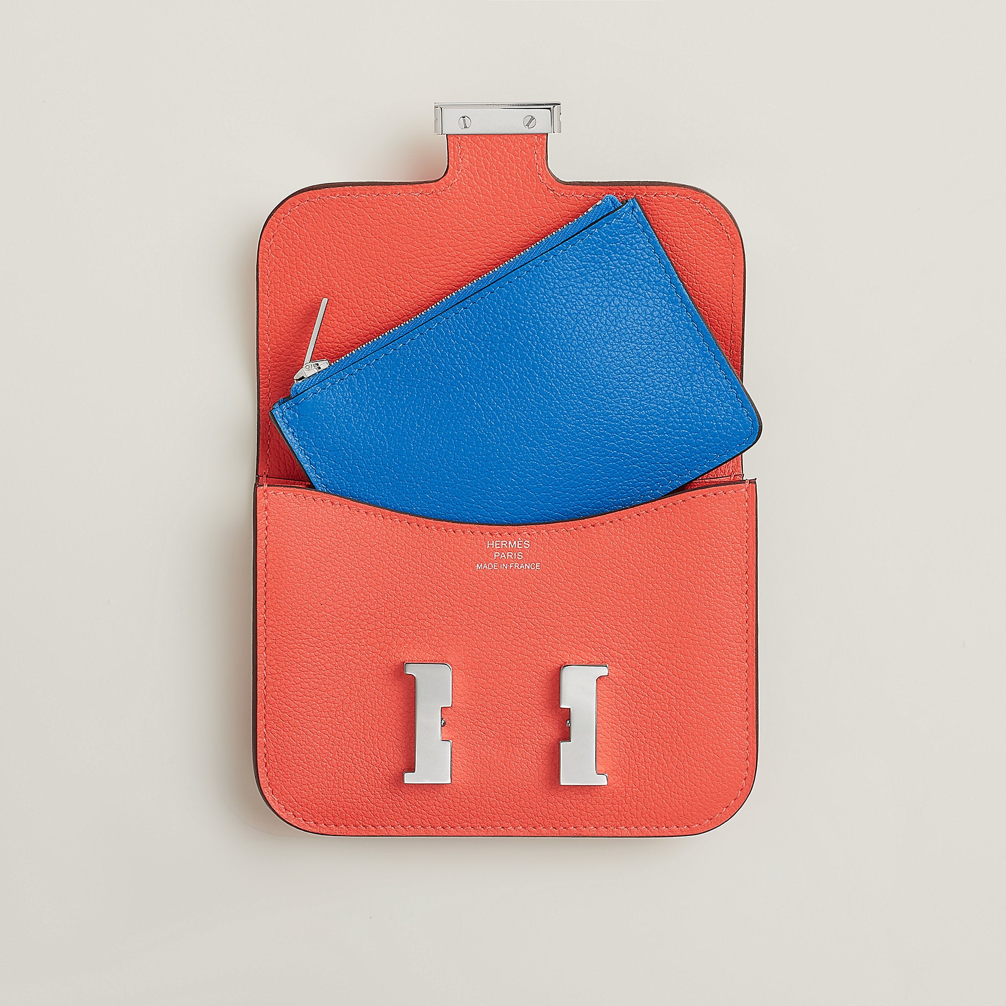 Hermes Constance Slim Bi Wallet Bleu Saphir