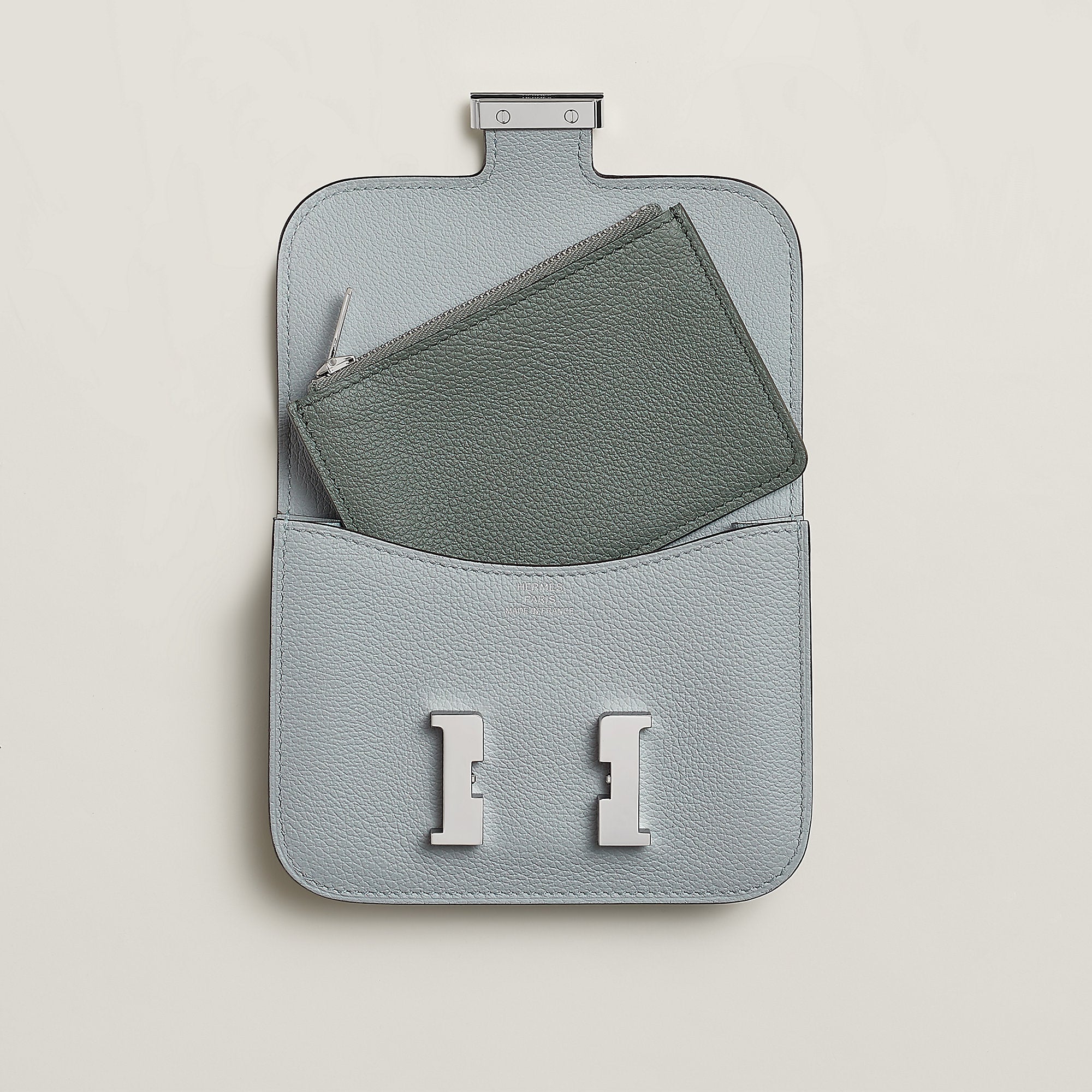 Hermes Constance Slim Bi Wallet Bleu Saphir