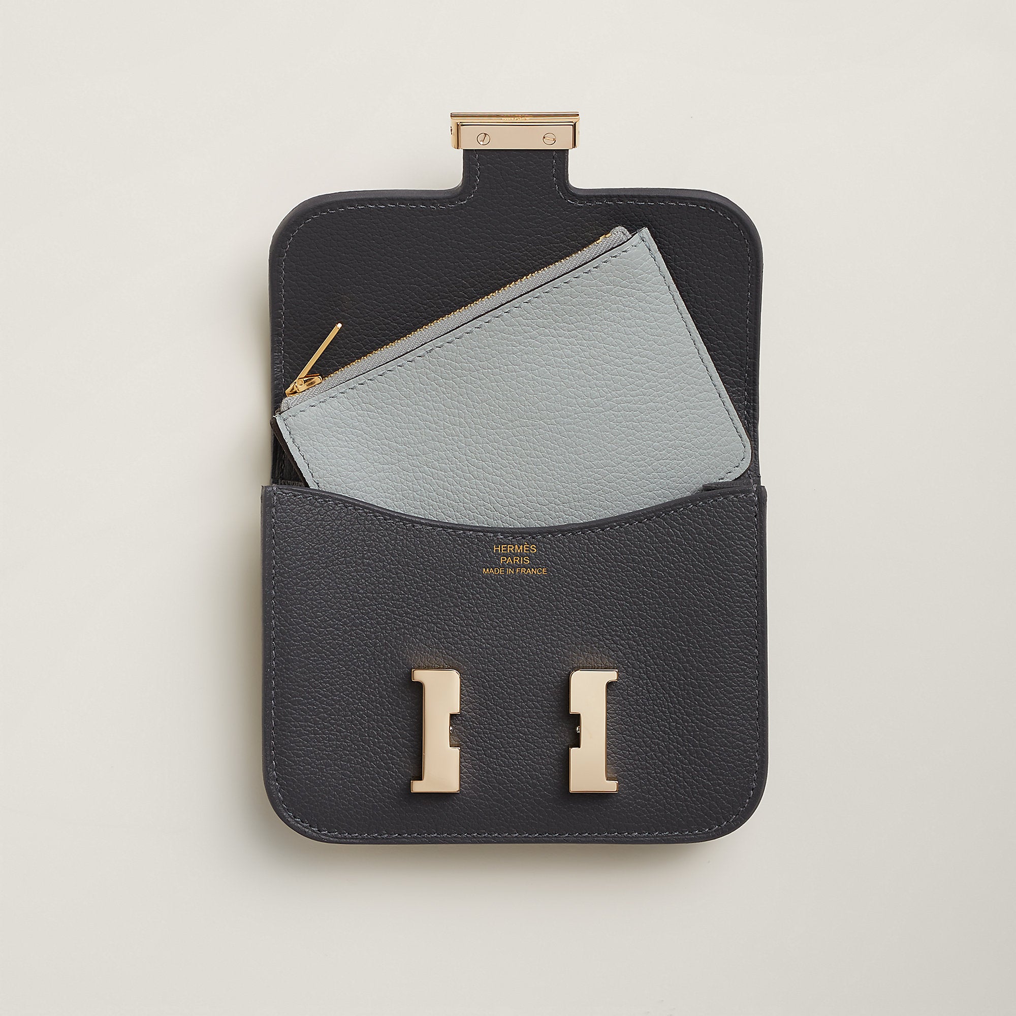Hermes Constance Slim Bi Wallet Bleu Saphir