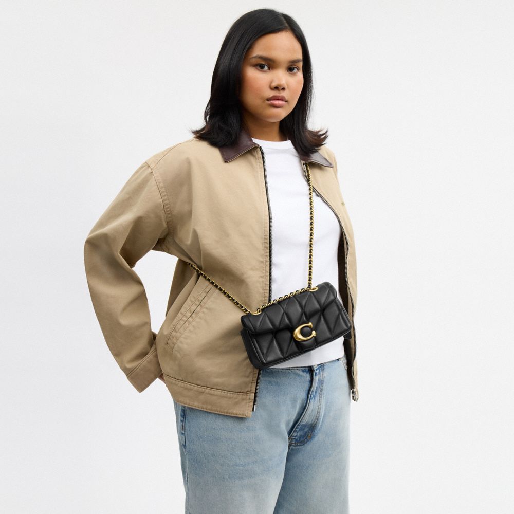 Coach Tabby Shoulder Bag 20 With Pillow Quilting Brass Black