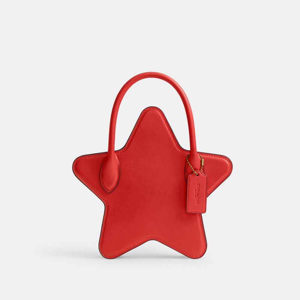 Coach Star Bag In Regenerative Leather Brass Sport Red