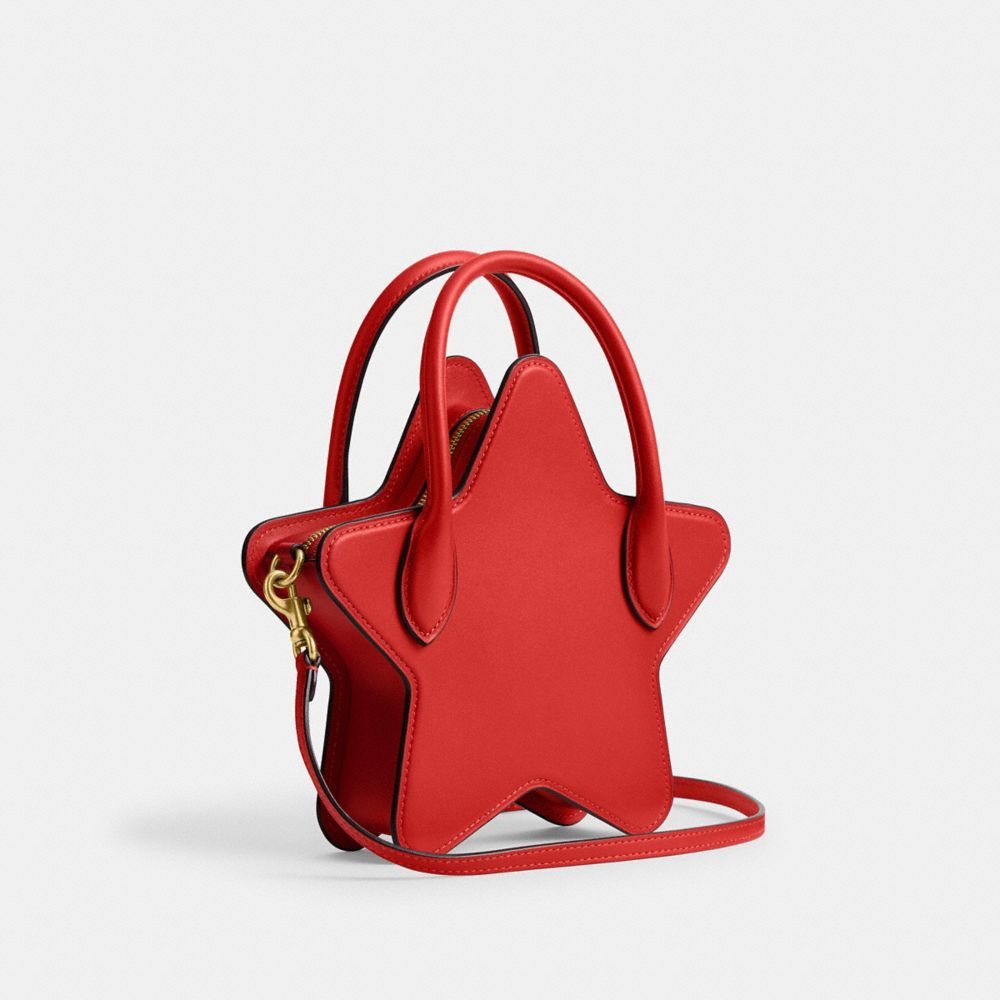 Coach Star Bag In Regenerative Leather Brass Sport Red