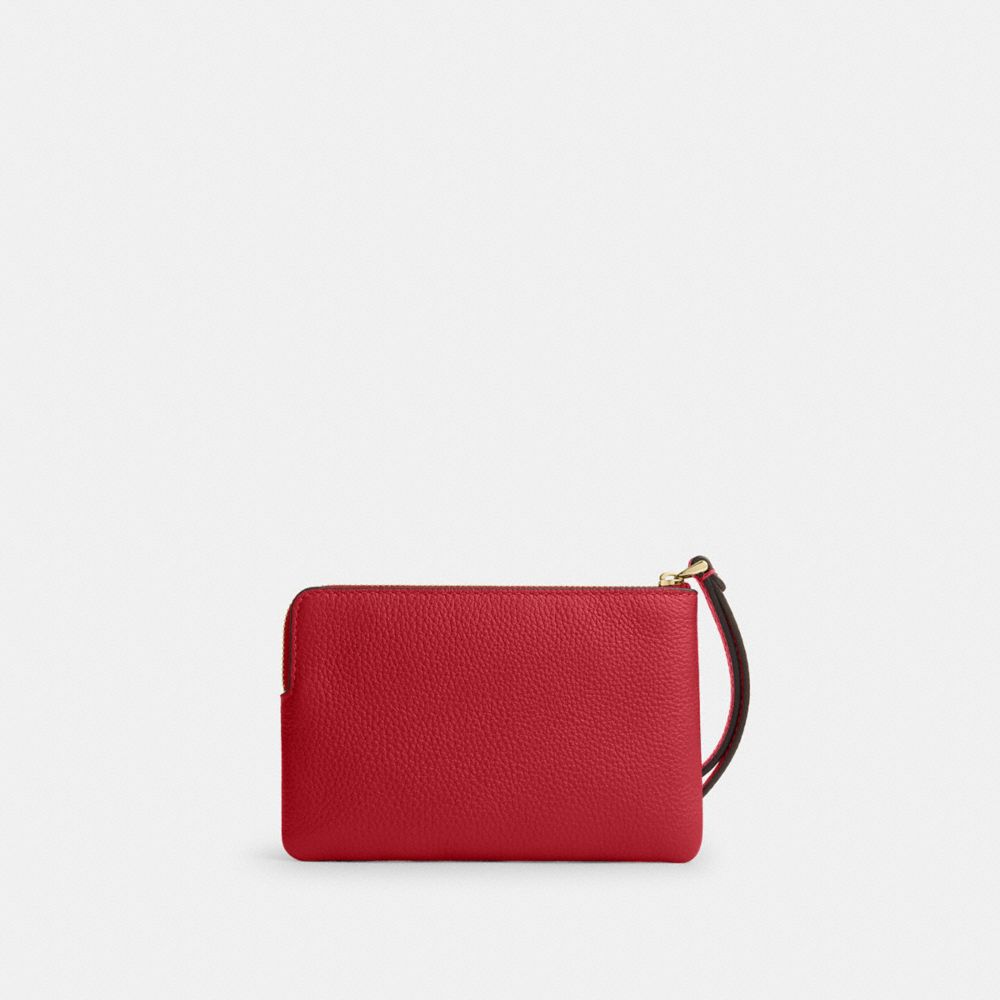 Coach Corner Zip Wristlet Gold/Poppy
