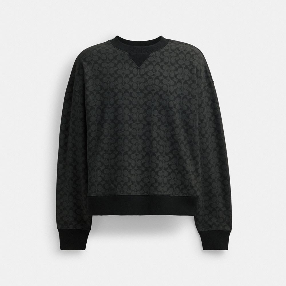 Coach Essential Signature Crewneck Charcoal Signature