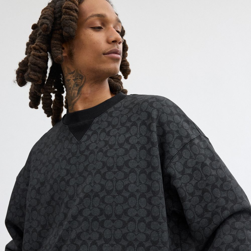 Coach Essential Signature Crewneck Charcoal Signature