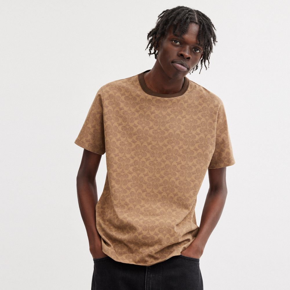 Coach Signature T Shirt Tan Signature