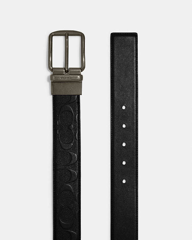 Harness Buckle Cut To Size Reversible Belt, 38 Mm Smooth Leather-Black Smooth Leather-Black