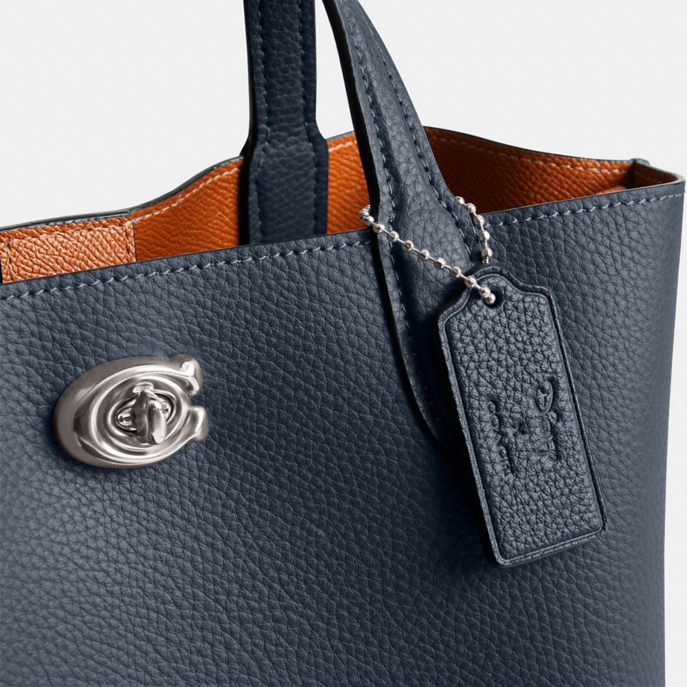 Coach Disney X Coach Willow Tote Bag 24 With Donald Duck Silver Denim Multi