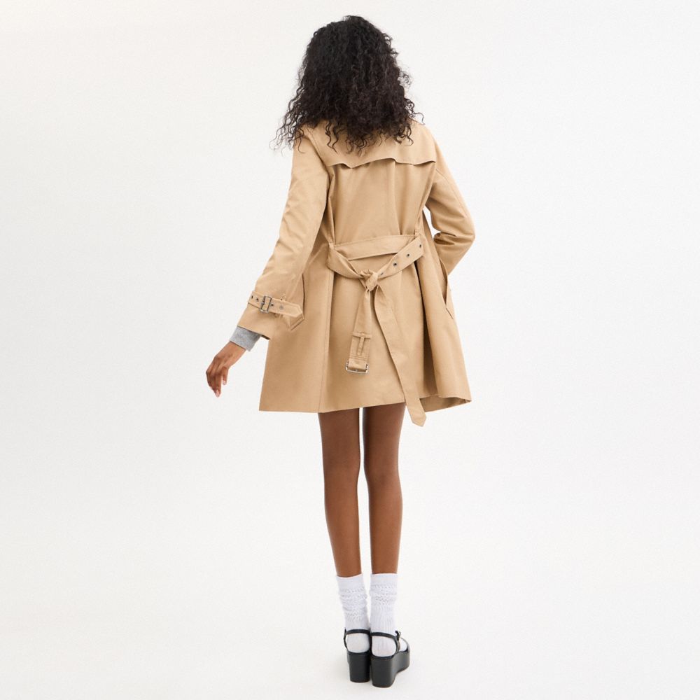 Coach Solid Mid Trench Classic Khaki