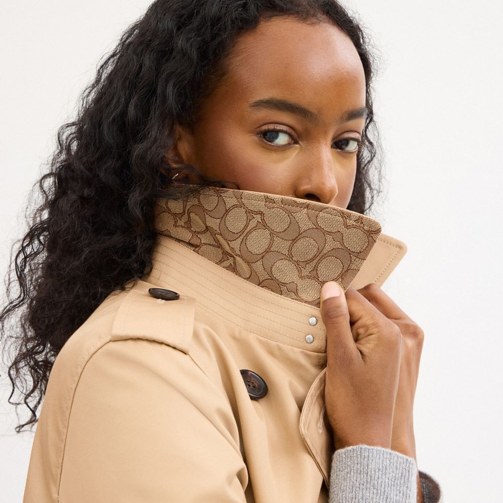 Coach Solid Mid Trench Classic Khaki