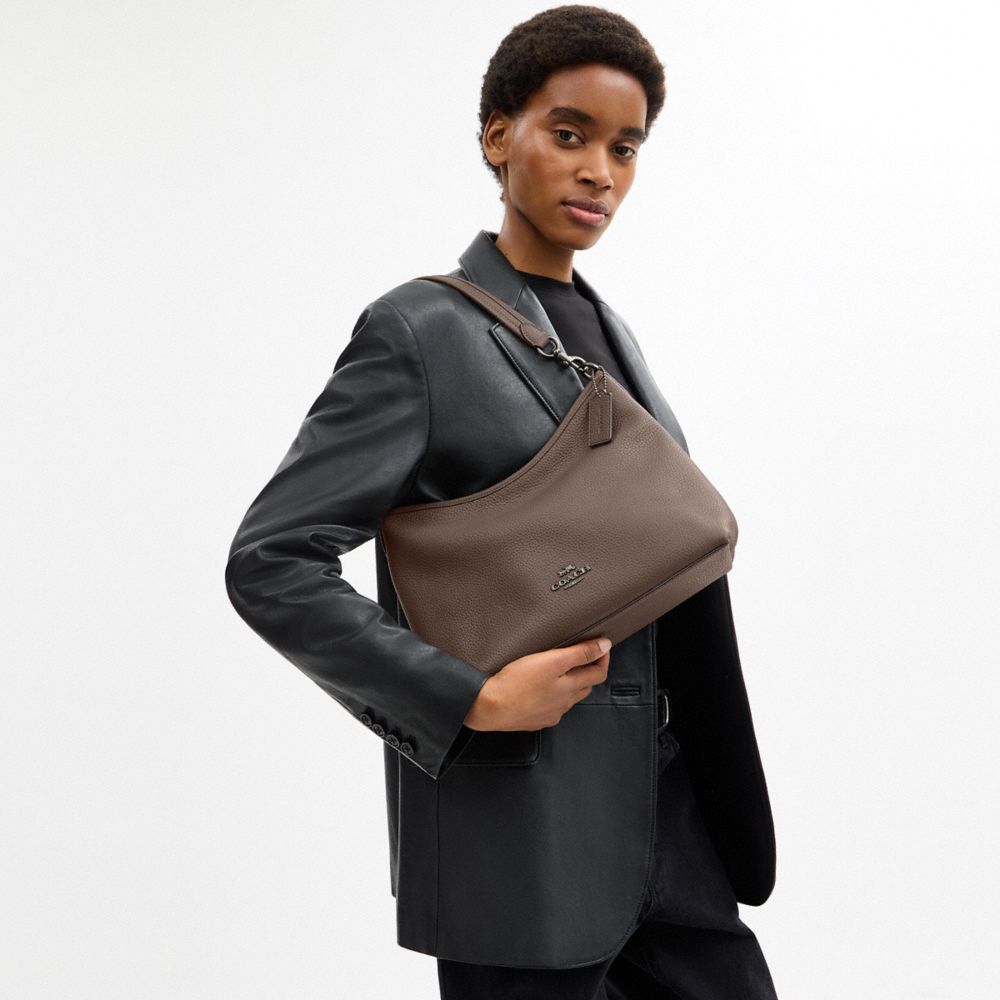 Coach Laurel Shoulder Bag Gunmetal Dark Stone