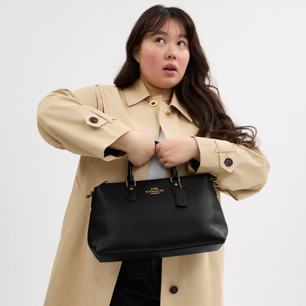 Coach Georgia Satchel Bag Gold Black