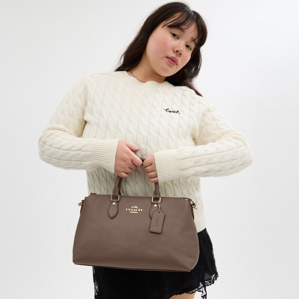 Coach Georgia Satchel Bag Gold Dark Stone
