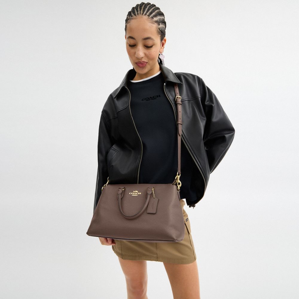 Coach Georgia Satchel Bag Gold Dark Stone