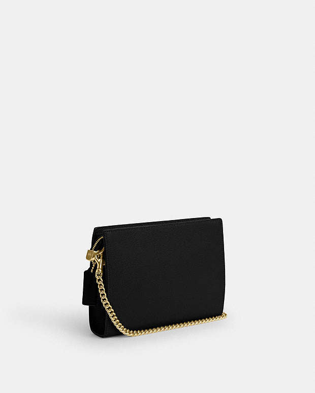 Slim Crossbody Pebbled Leather-Gold-Black Pebbled Leather-Gold-Black