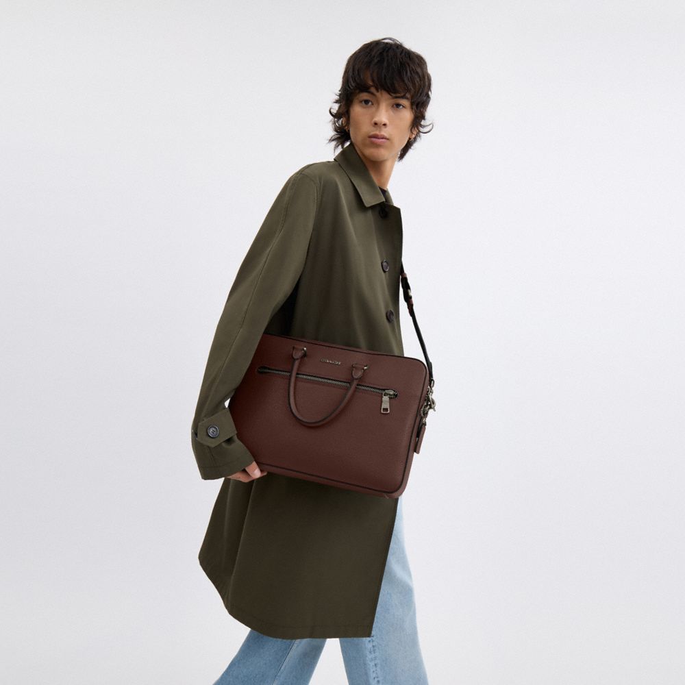 Coach Ethan Slim Brief Gunmetal Maple