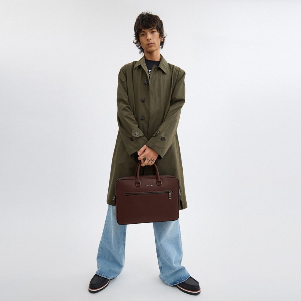 Coach Ethan Slim Brief Gunmetal Maple