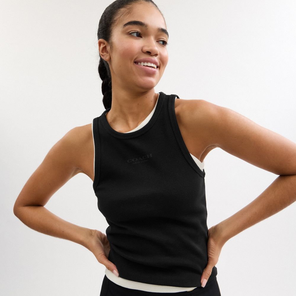 Coach New York Ribbed Tank Top Black