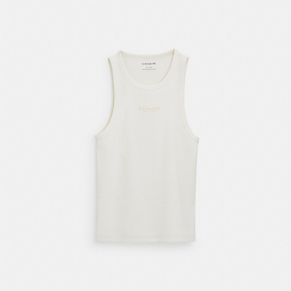 Coach New York Ribbed Tank Top White