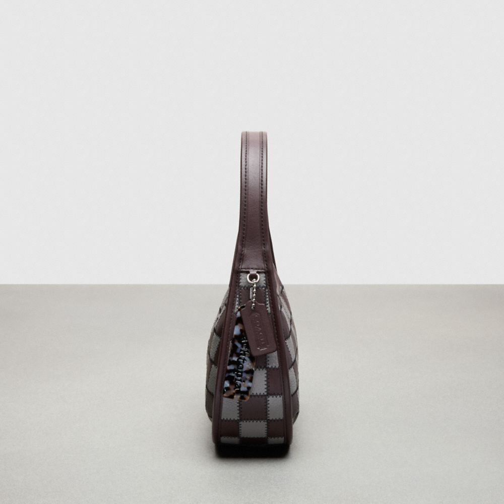 Coach Ergo Bag In Checkerboard Upcrafted Leather With Zig Zag Stitch Oxblood Heather Grey