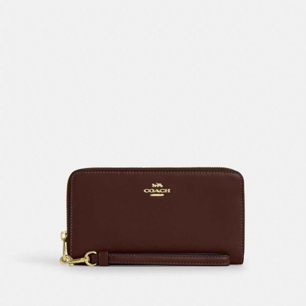 Coach Long Zip Around Wallet Gold Maple