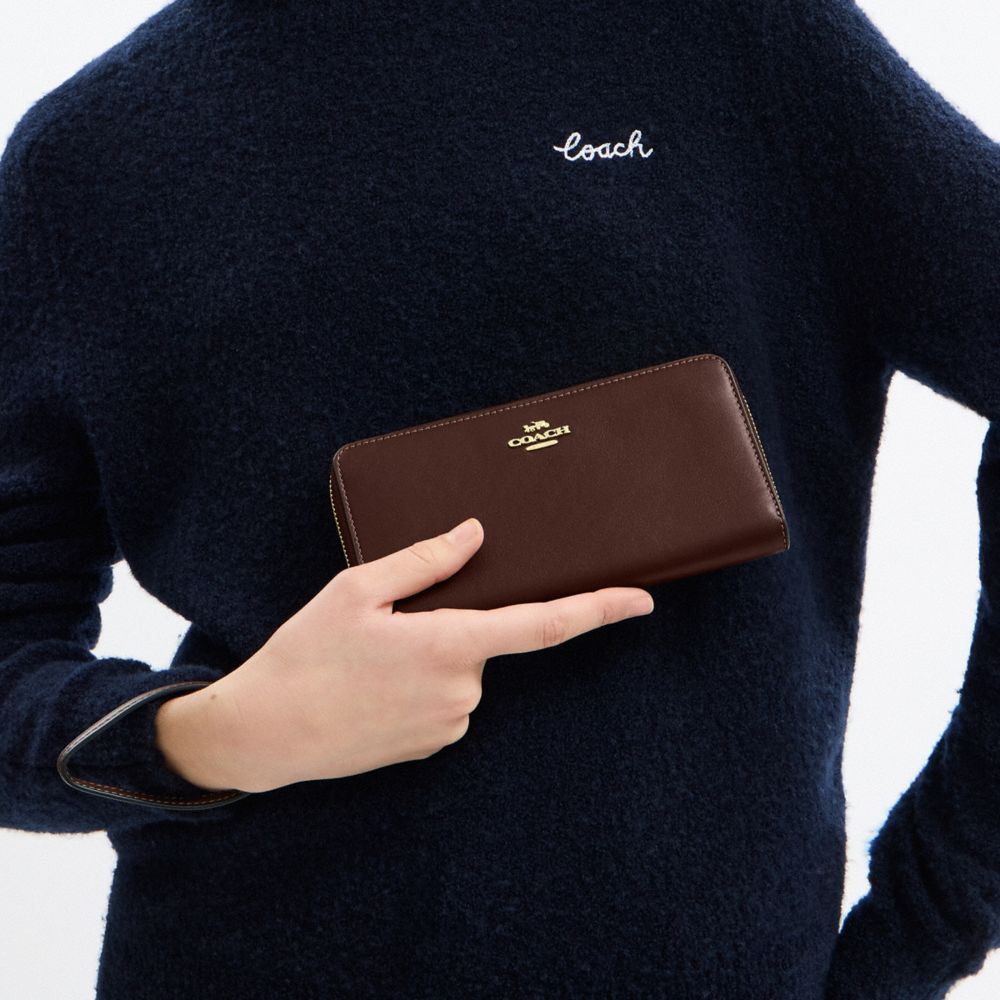 Coach Long Zip Around Wallet Gold Maple