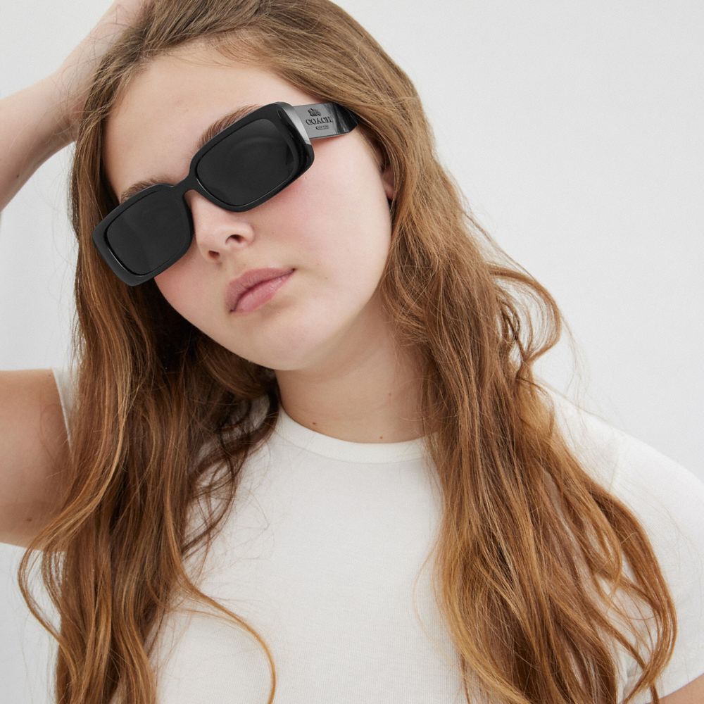 Coach Narrow Rectangle Sunglasses Black