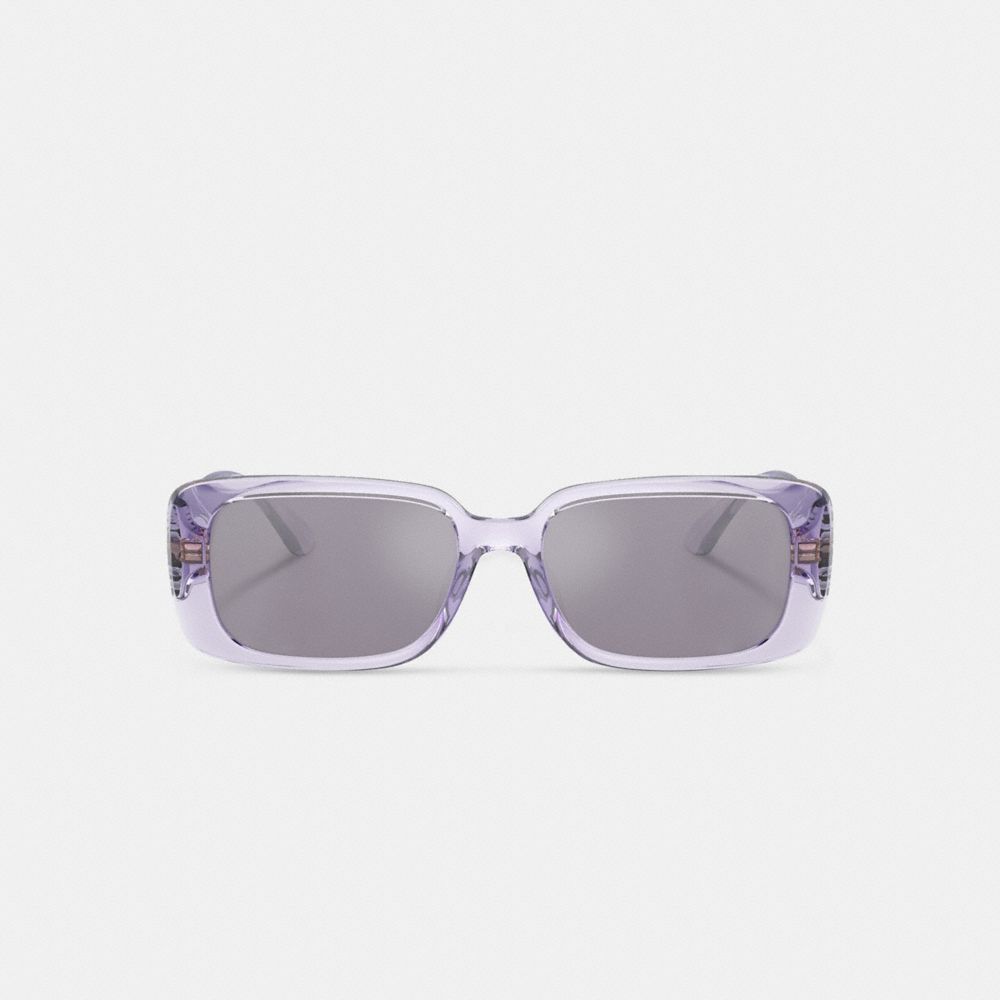 Coach Narrow Rectangle Sunglasses Transparent Purple